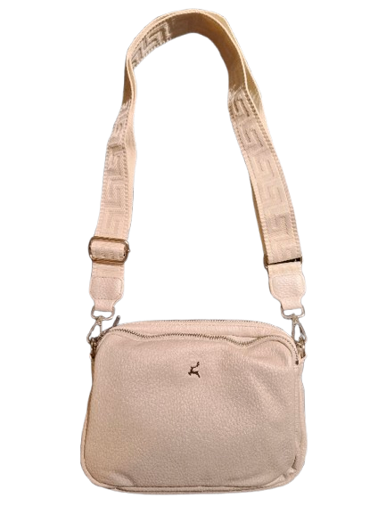 Prato 'LM Joyce' Umhängetasche breiter Riemen genarbtes PU weiß