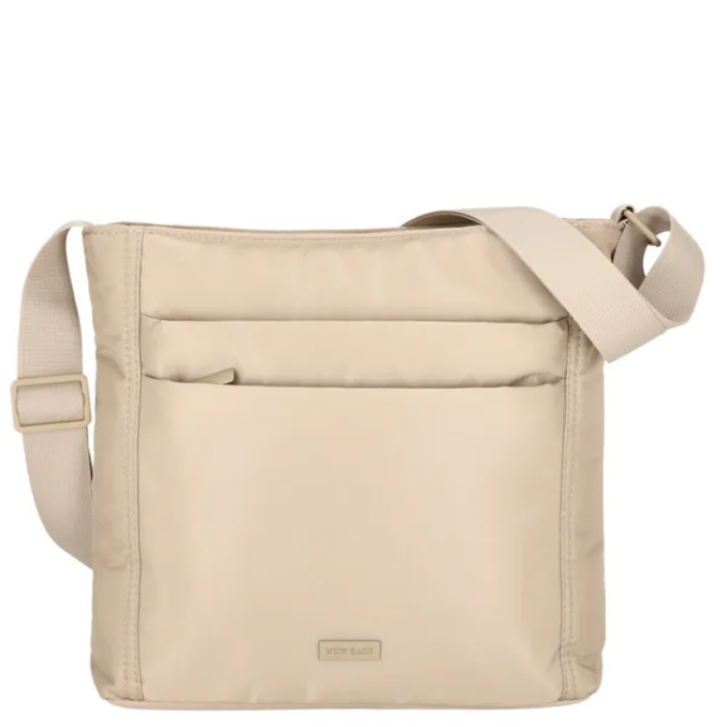 New Bags Crossbodybag mit Sicherheitsreißverschluss Taupe