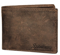 Hodalump Scheintasche mit Doppelklappe echt Leder braun