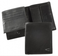 Camel active 'Vegas' Kombibörse Multicard Hochformat echt Kalbsleder schwarz