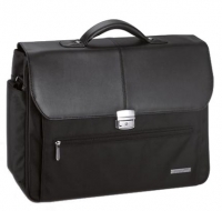 D&N Aktentasche mit Vor- iPad- und Laptopfach 1680D Polyester aufsteckbar schwarz