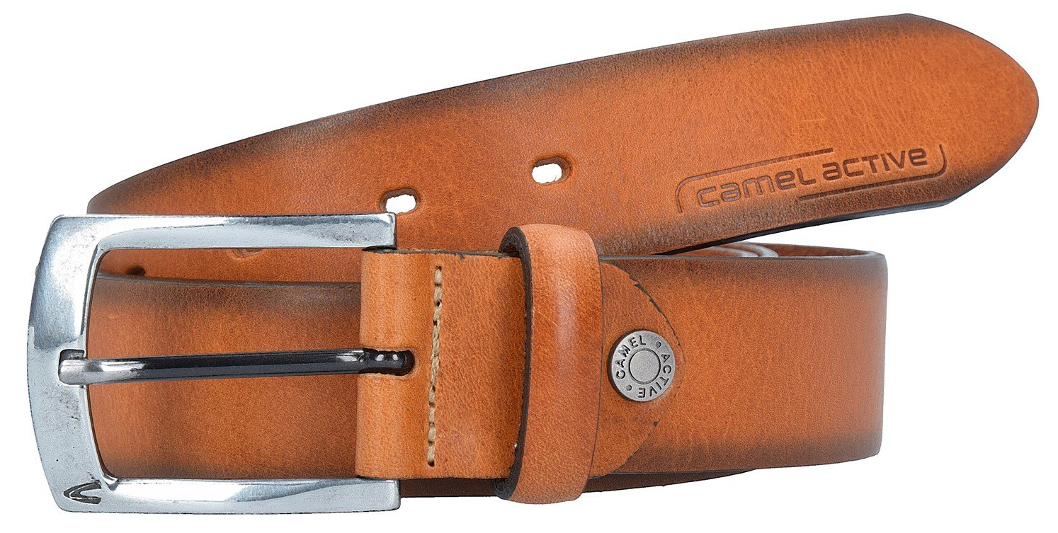 Camel active Herrengürtel 110/115cm kürzbar 3,5cm breit echt Leder cognac